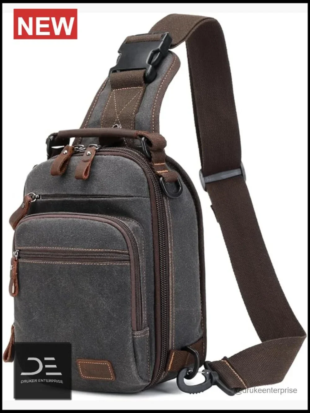 Waxed Canvas Sling Bag Crossbody Chest Bag Water Resistant Shoulder Bag